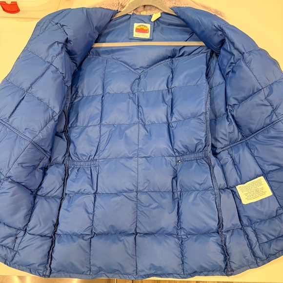 Vintage Miller Outerwear Ski Jacket Goose Down FauxFur Blue Quilted Puffer Sz 42 - Picture 11 of 15